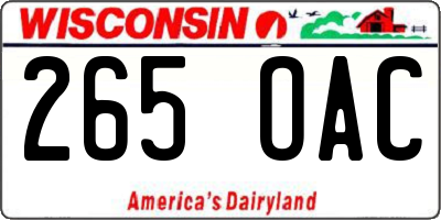 WI license plate 265OAC