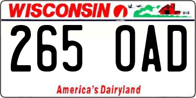 WI license plate 265OAD