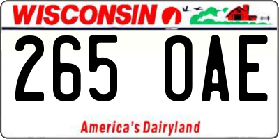 WI license plate 265OAE