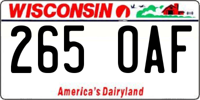 WI license plate 265OAF