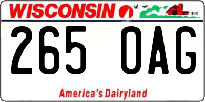 WI license plate 265OAG