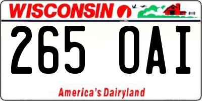 WI license plate 265OAI