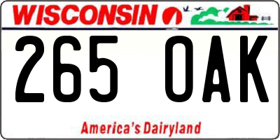 WI license plate 265OAK