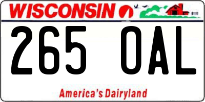 WI license plate 265OAL