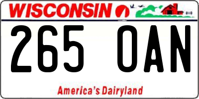 WI license plate 265OAN