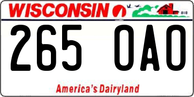 WI license plate 265OAO