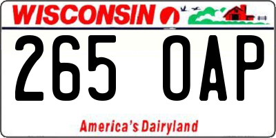 WI license plate 265OAP