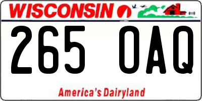 WI license plate 265OAQ