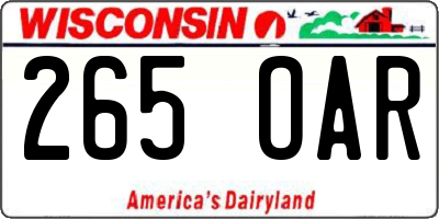 WI license plate 265OAR