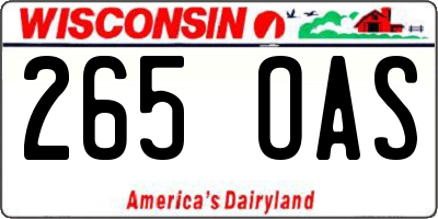 WI license plate 265OAS