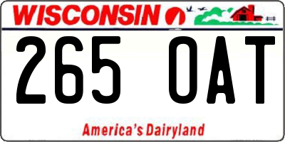WI license plate 265OAT