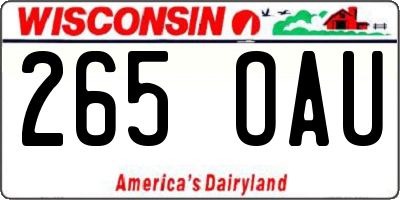 WI license plate 265OAU