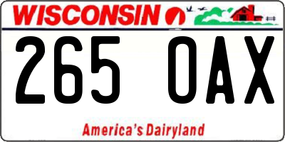 WI license plate 265OAX