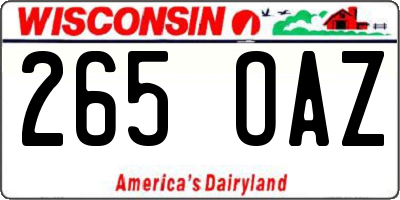WI license plate 265OAZ