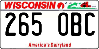 WI license plate 265OBC