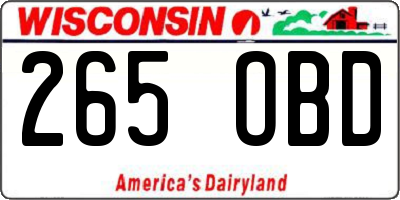 WI license plate 265OBD
