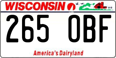 WI license plate 265OBF