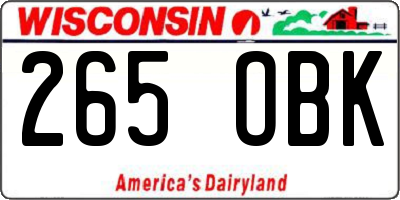 WI license plate 265OBK