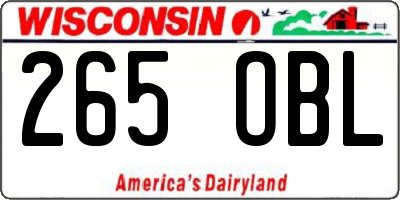 WI license plate 265OBL