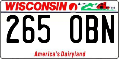 WI license plate 265OBN