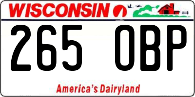 WI license plate 265OBP