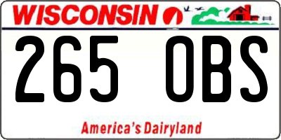 WI license plate 265OBS