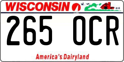 WI license plate 265OCR