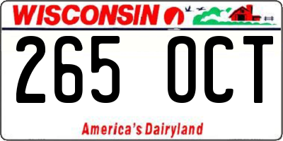WI license plate 265OCT