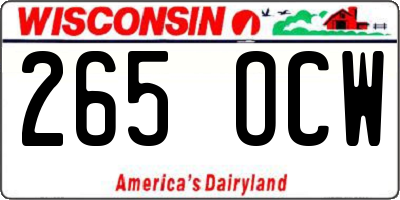 WI license plate 265OCW