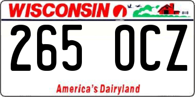 WI license plate 265OCZ