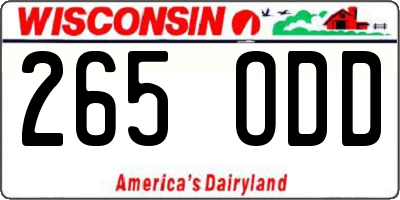 WI license plate 265ODD