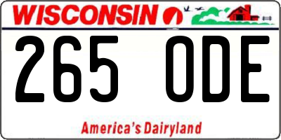 WI license plate 265ODE