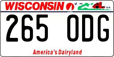 WI license plate 265ODG
