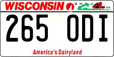 WI license plate 265ODI