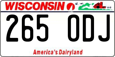WI license plate 265ODJ