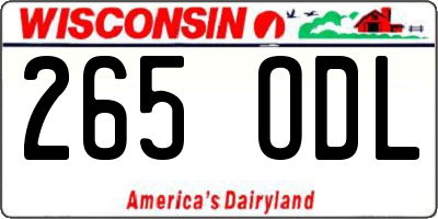 WI license plate 265ODL