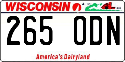 WI license plate 265ODN
