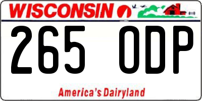 WI license plate 265ODP