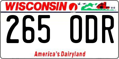 WI license plate 265ODR