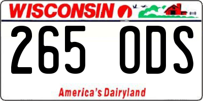 WI license plate 265ODS