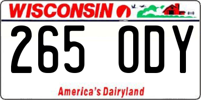 WI license plate 265ODY