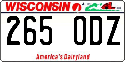 WI license plate 265ODZ