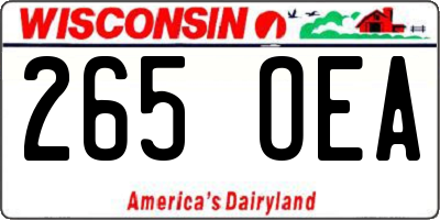 WI license plate 265OEA