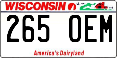 WI license plate 265OEM