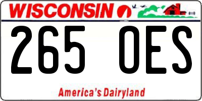 WI license plate 265OES