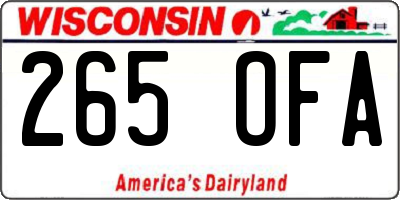 WI license plate 265OFA
