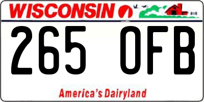 WI license plate 265OFB