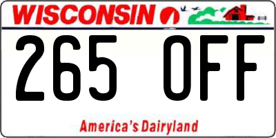 WI license plate 265OFF