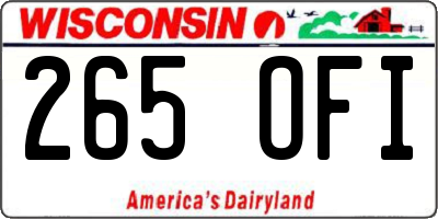 WI license plate 265OFI