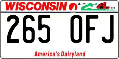 WI license plate 265OFJ